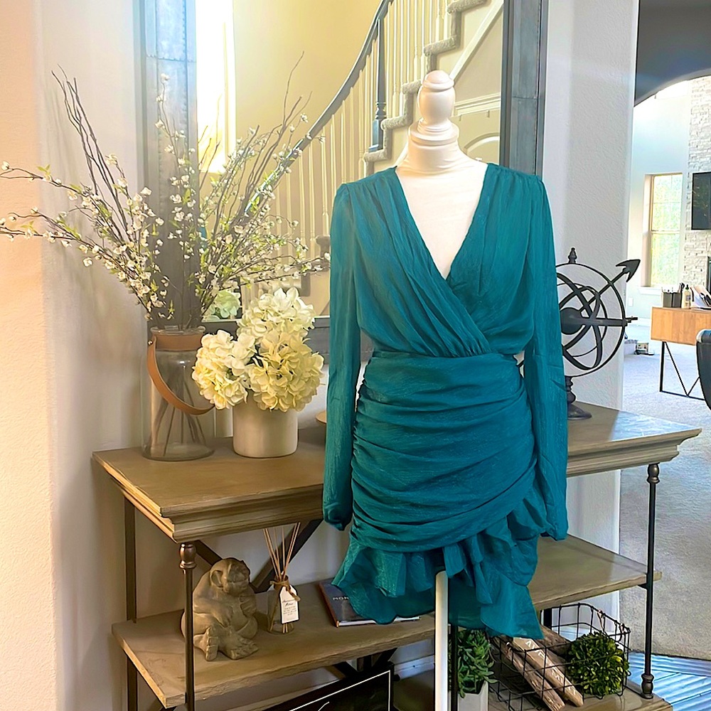 NWT dark teal mini dress M